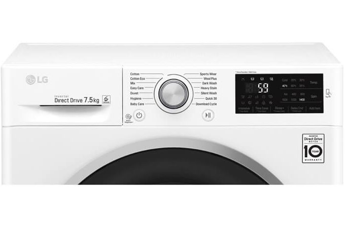LG 7.5kg Front Load Washing Machine WD1475NCW Controls